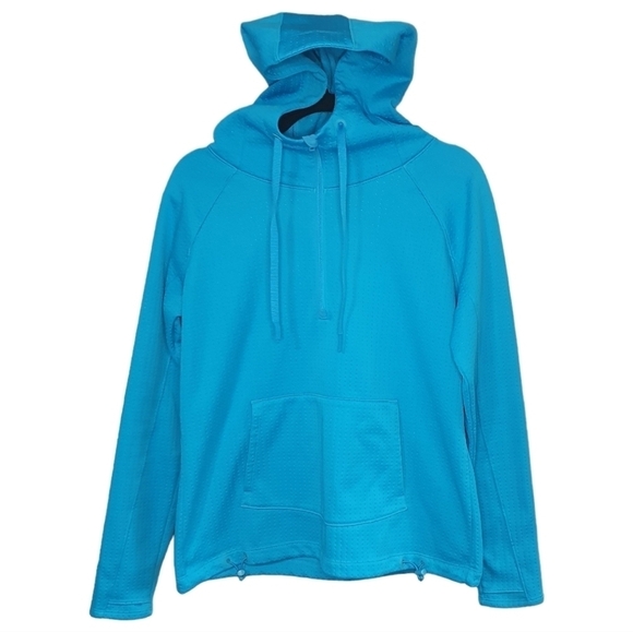 ATHLETA Atmosphere Anorak Jacket Quater Zip Thumb Blue holes‎ Women's Size S - Picture 2 of 15